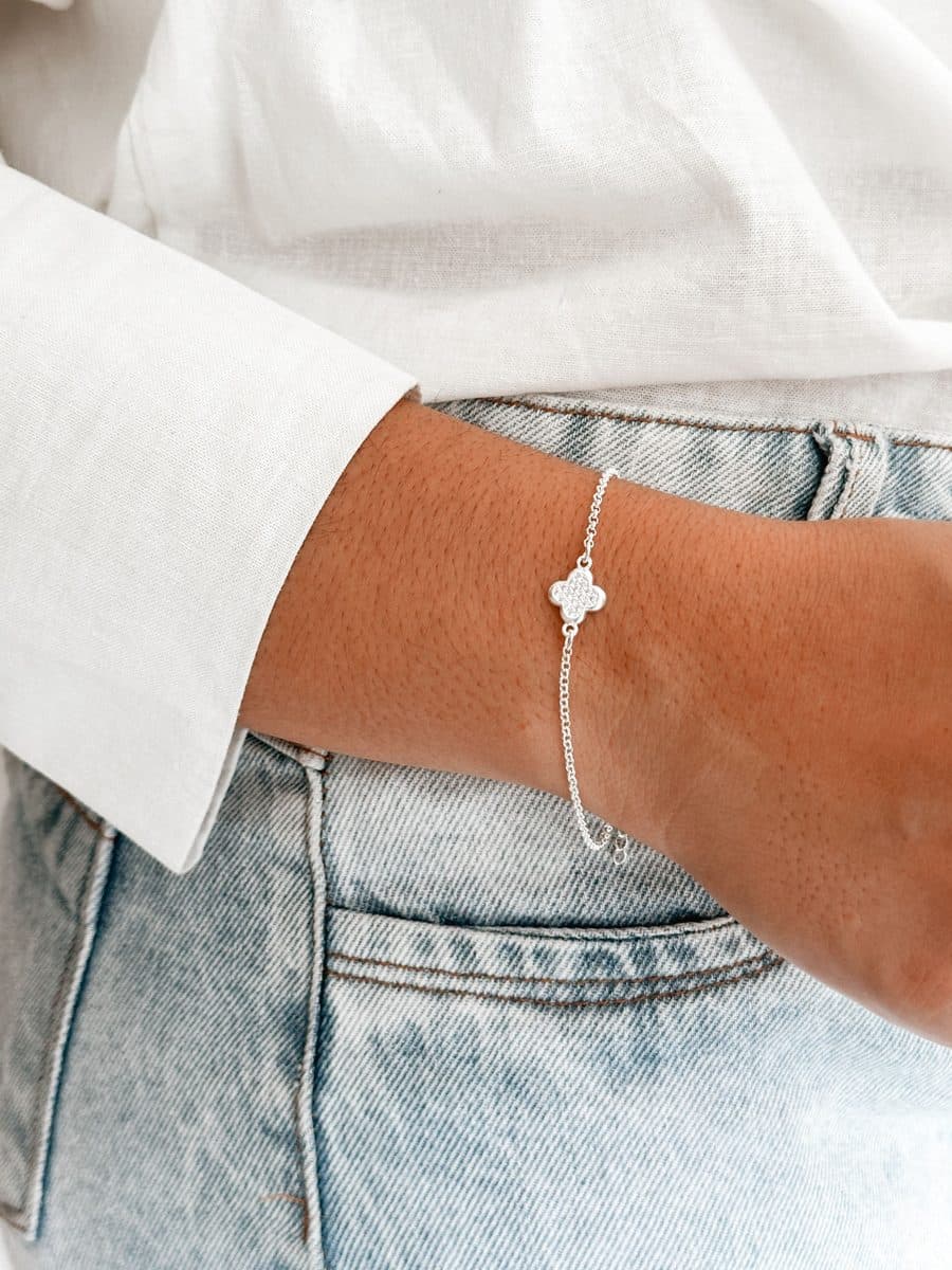 Pulseira trevinho cristal