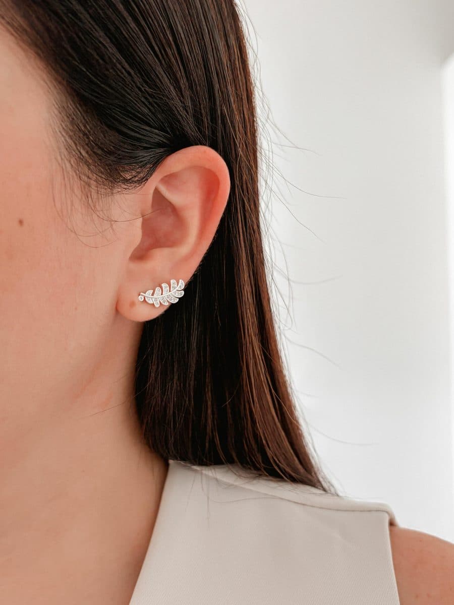 Brinco ear cuff ramo folha
