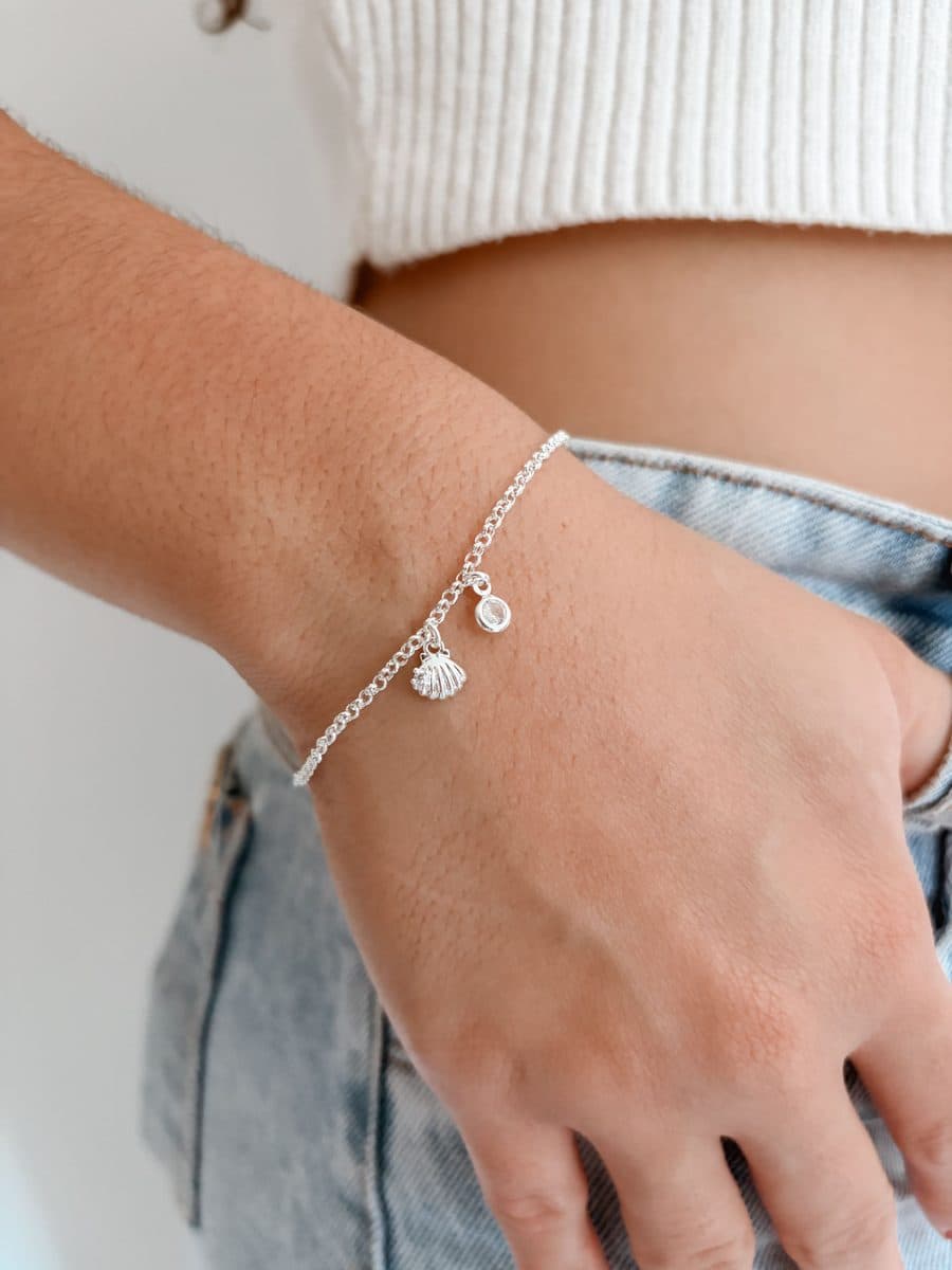 Pulseira conchinha + ponto de luz
