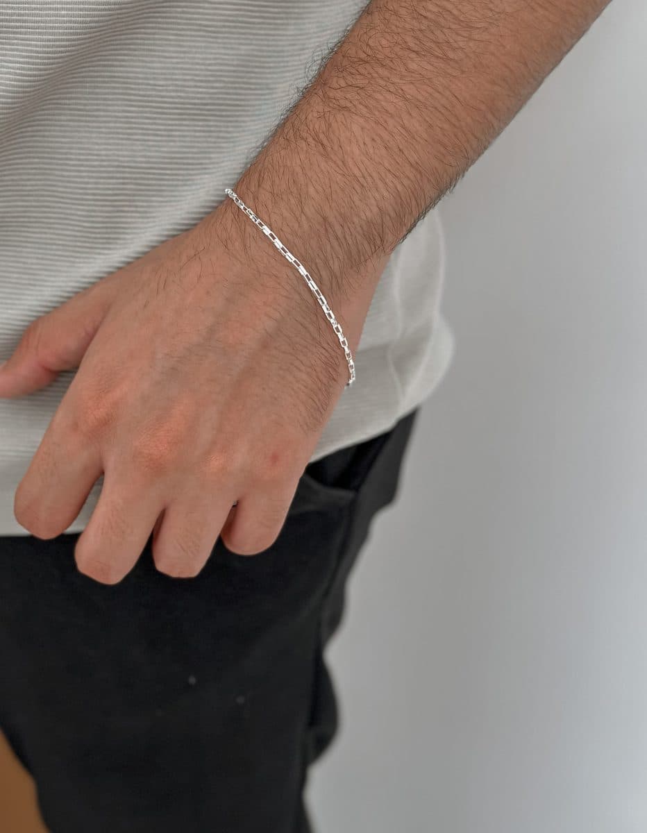 Pulseira elos retangulares masculina