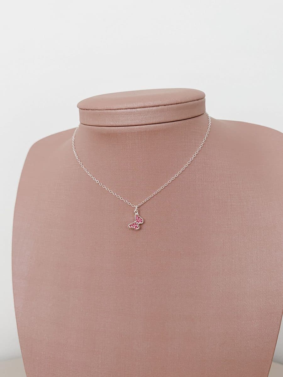 Colar infantil borboleta rosa