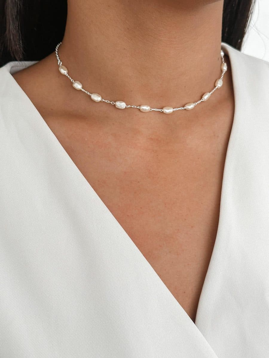 Choker pérolas barrocas