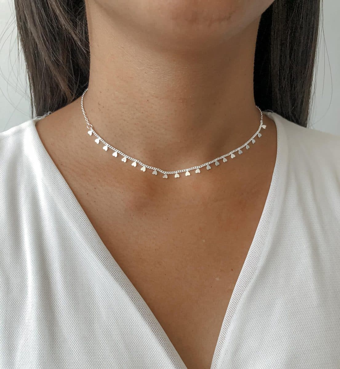 Choker corações pendurados