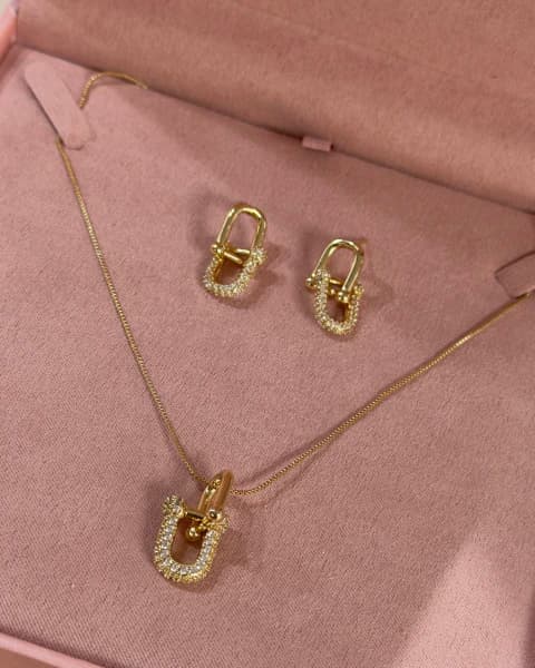Conjunto colar e brinco elos