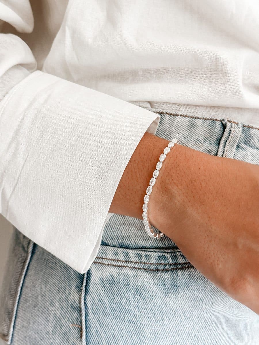 Pulseira pedras ovais cristal
