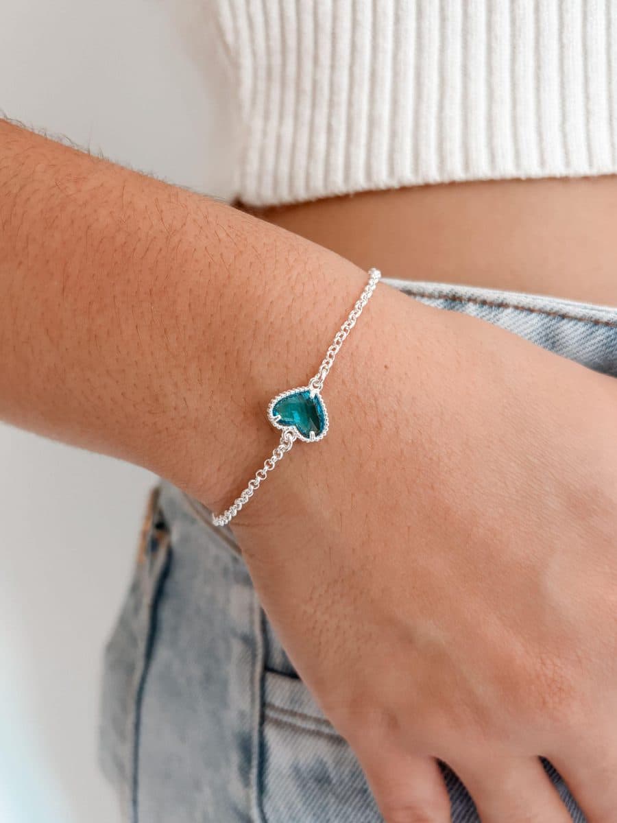 Pulseira coração deitado azul