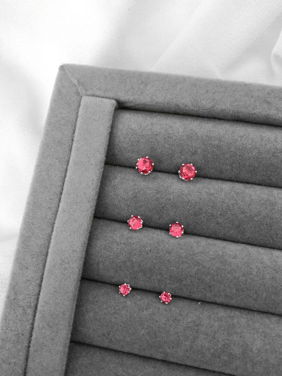 Trio de brincos rosa fuchsia
