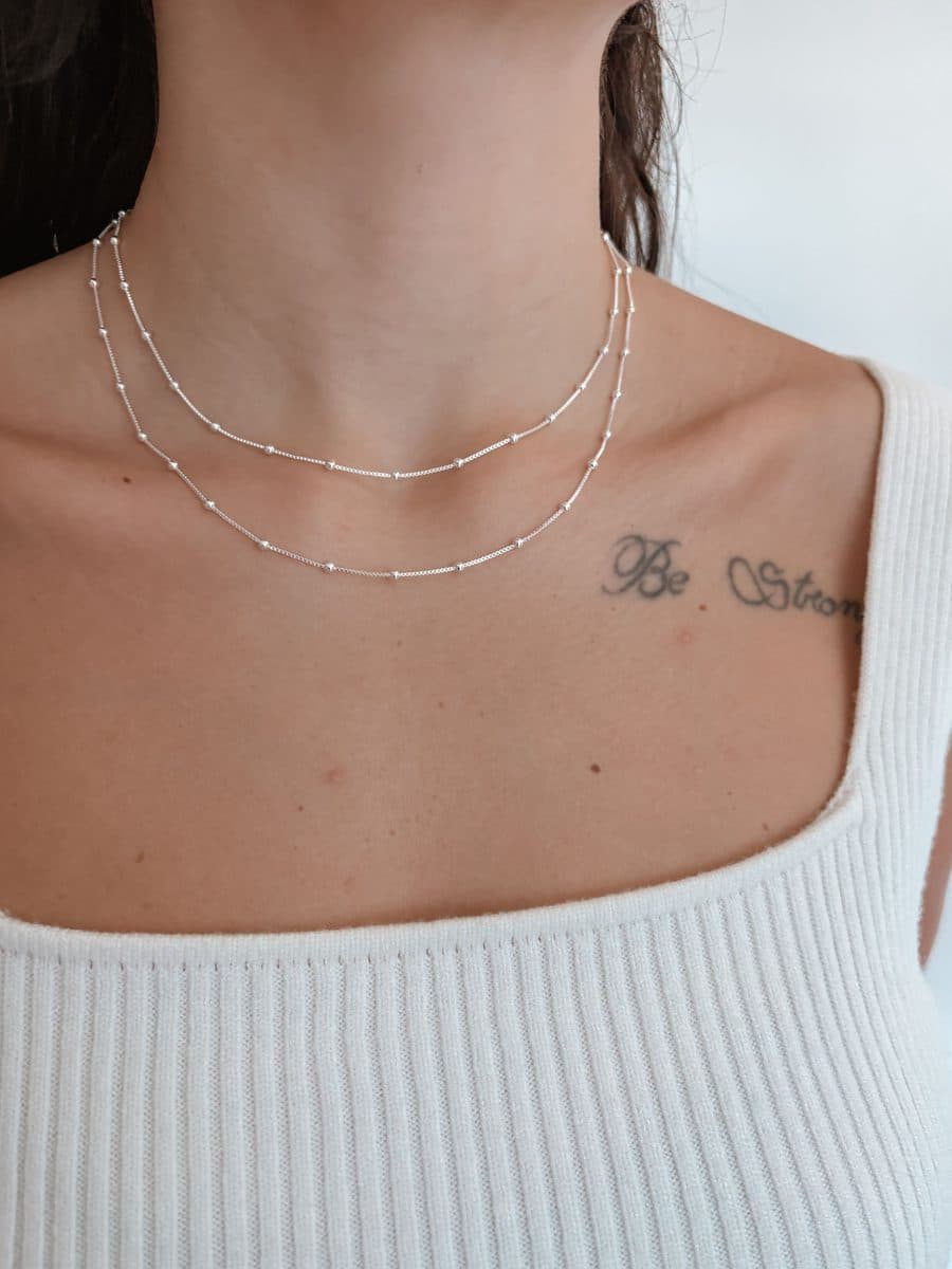 Colar duplo veneziana bolinhas