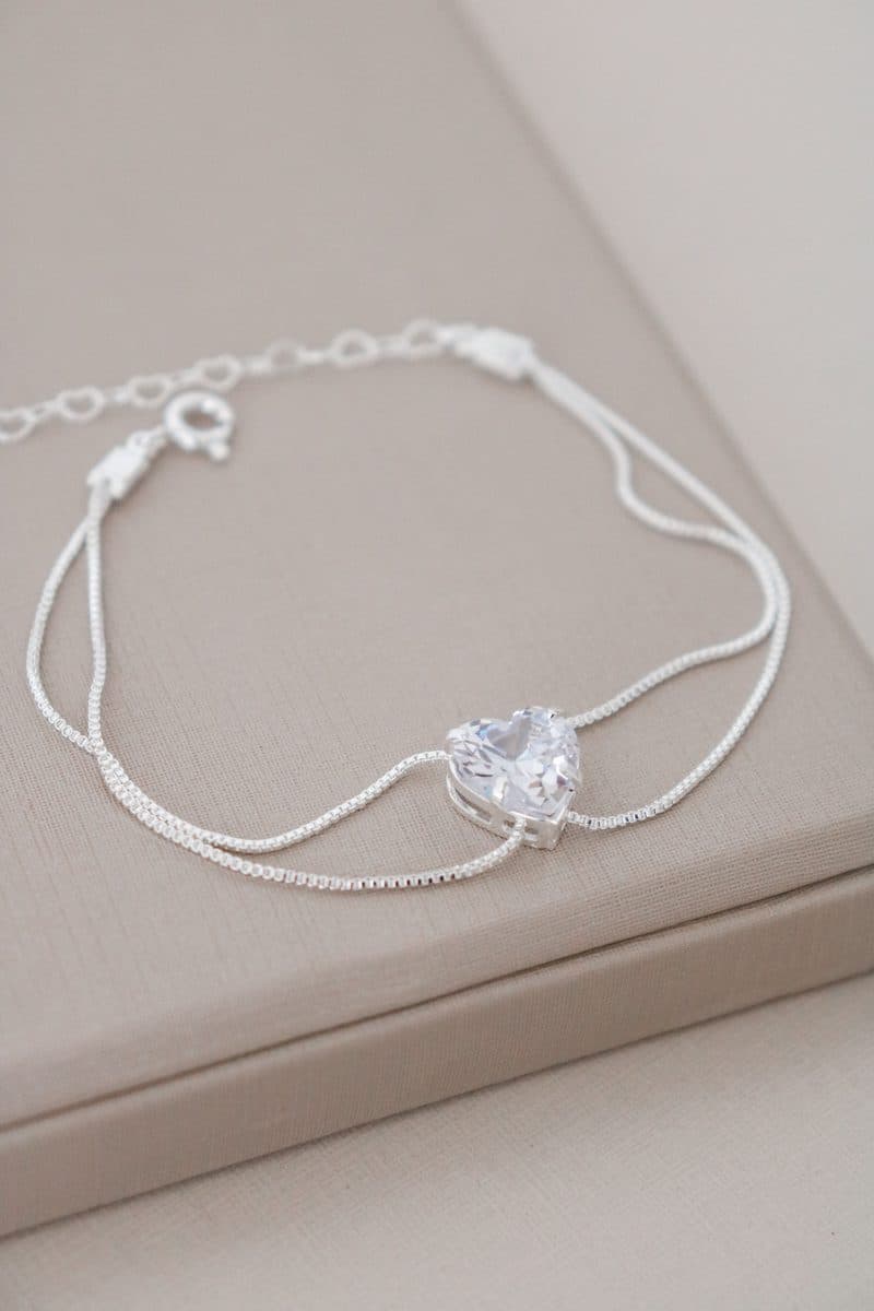 Pulseira coração cristal veneziana dupla
