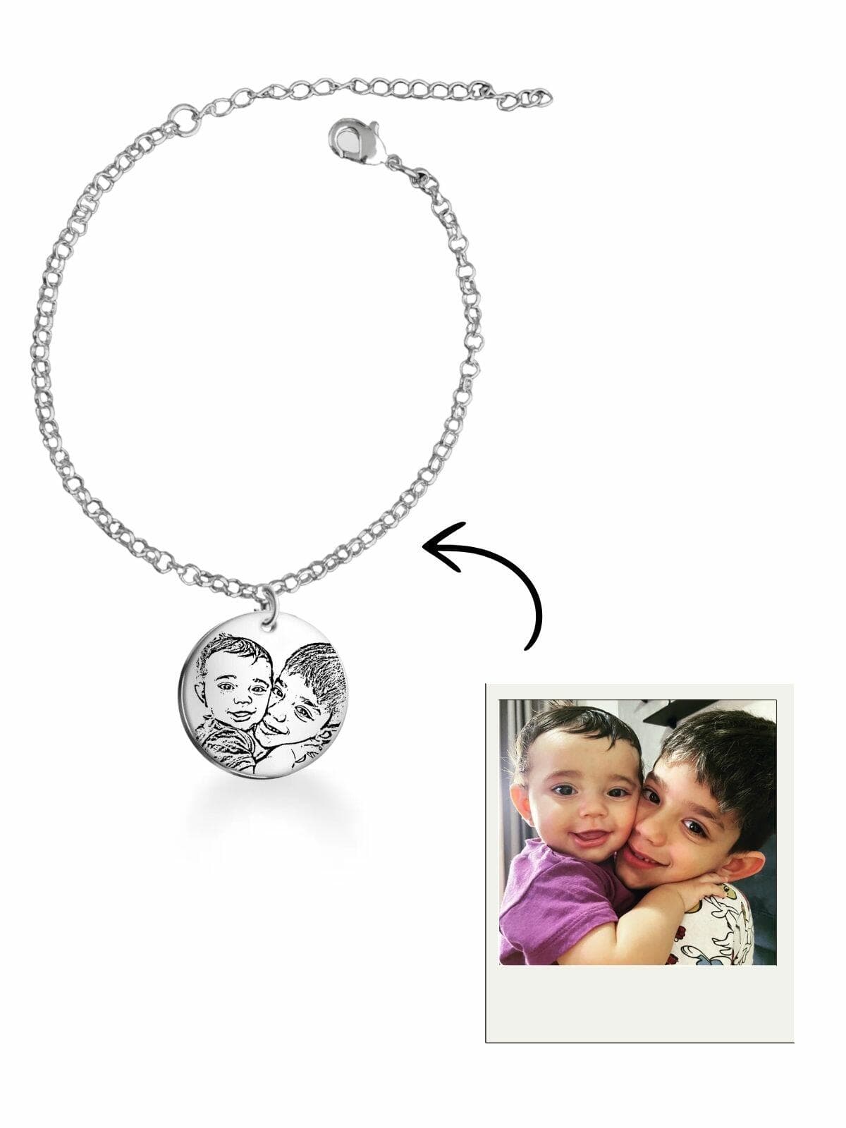Pulseira personalizada foto - medalha 1,5cm