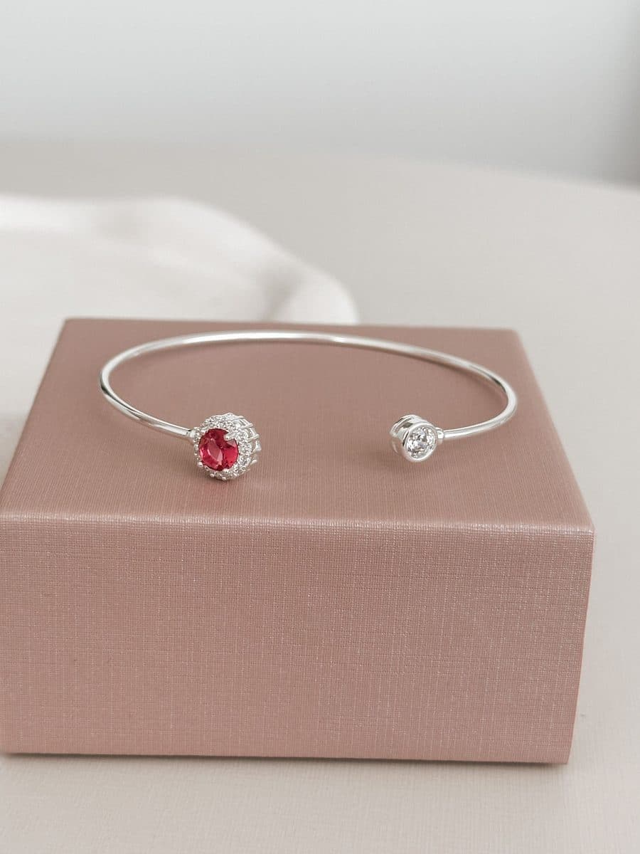 Bracelete pedra redonda rosa