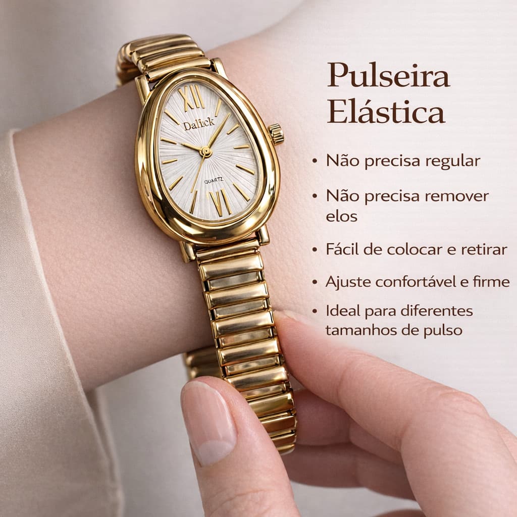 Relógio Clássico Gota Prata - Pulseira Elástica